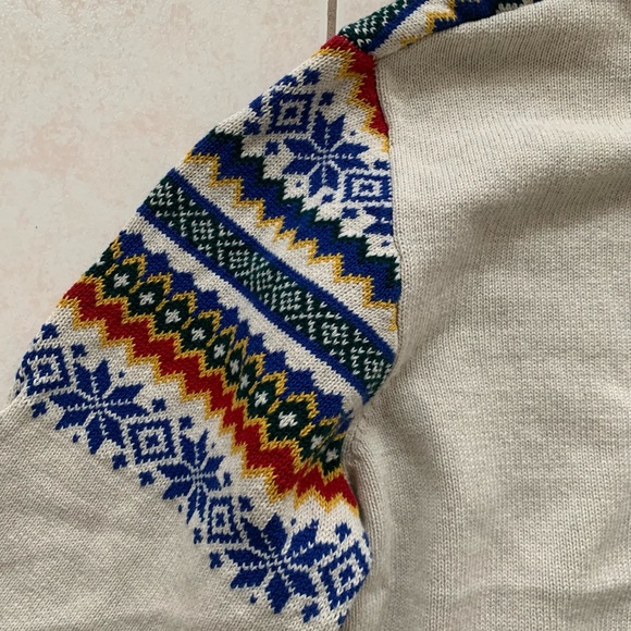 Chaps Open Neck Cream Sweater with Pattern - Picture 4 of 7